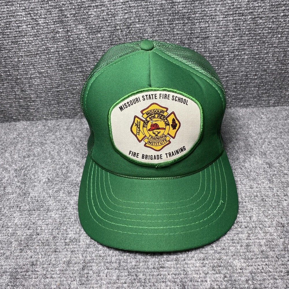 VINTAGE Missouri State Fire School Hat Cap Snap Back Trucker Patch Mens 90s - Picture 2 of 11